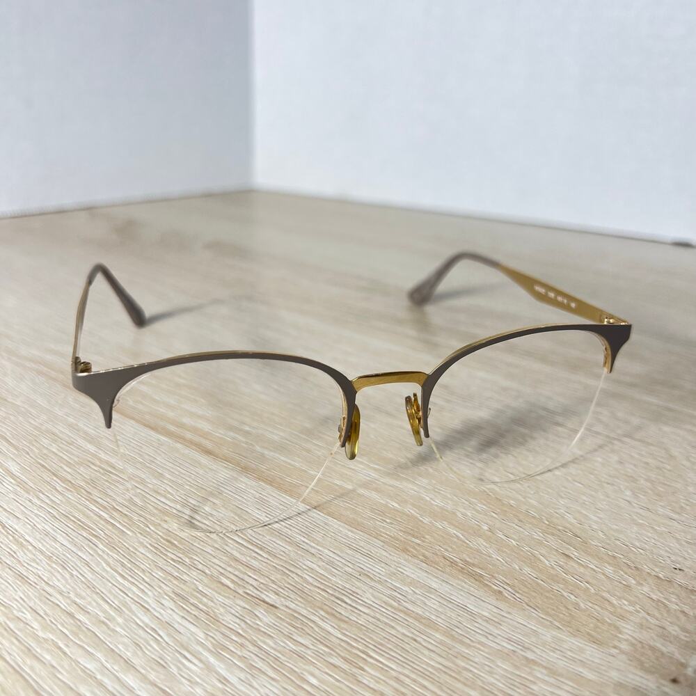 Ray-Ban RB6422 3005 Eyeglasses Half Rim Gold Beige Metal 49-19-140
